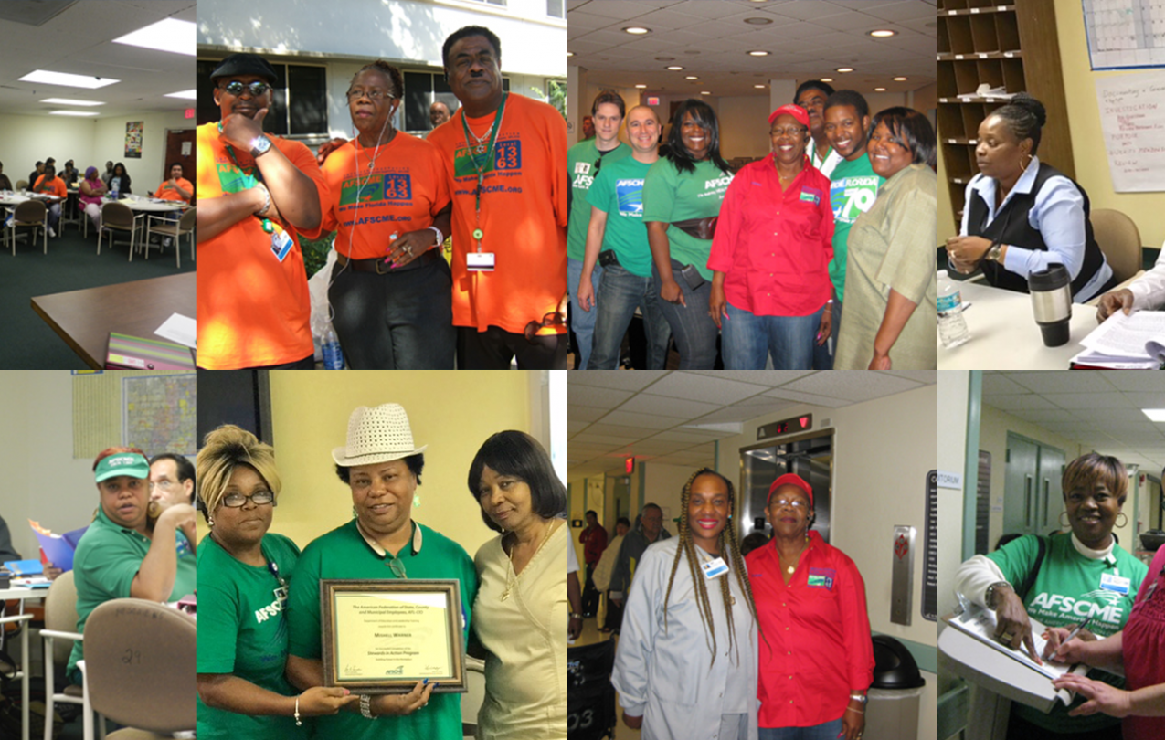 Grid of photos of members of AFSCME Local 1363 organizing