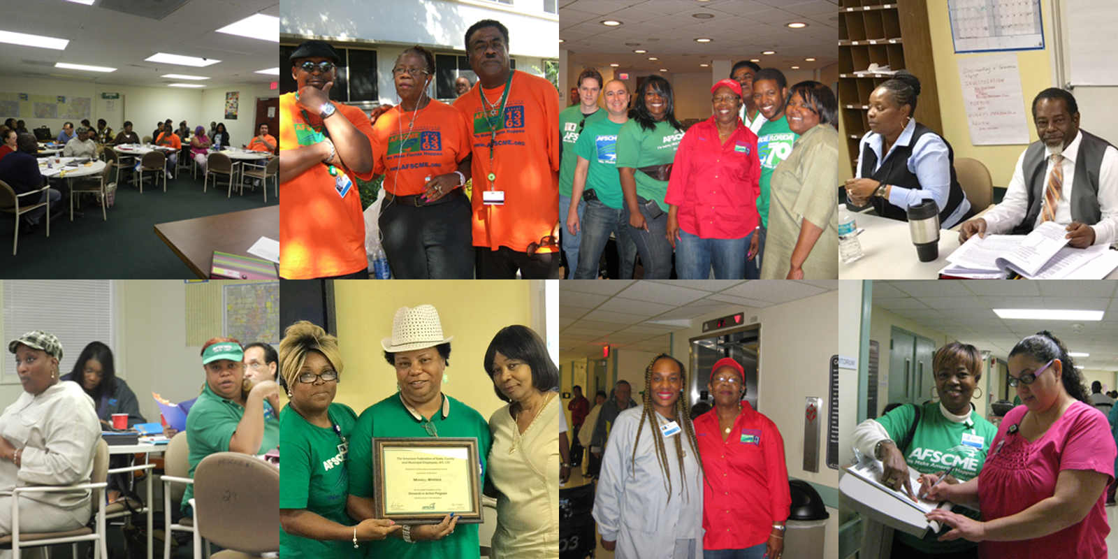 Grid of photos of members of AFSCME Local 1363 organizing