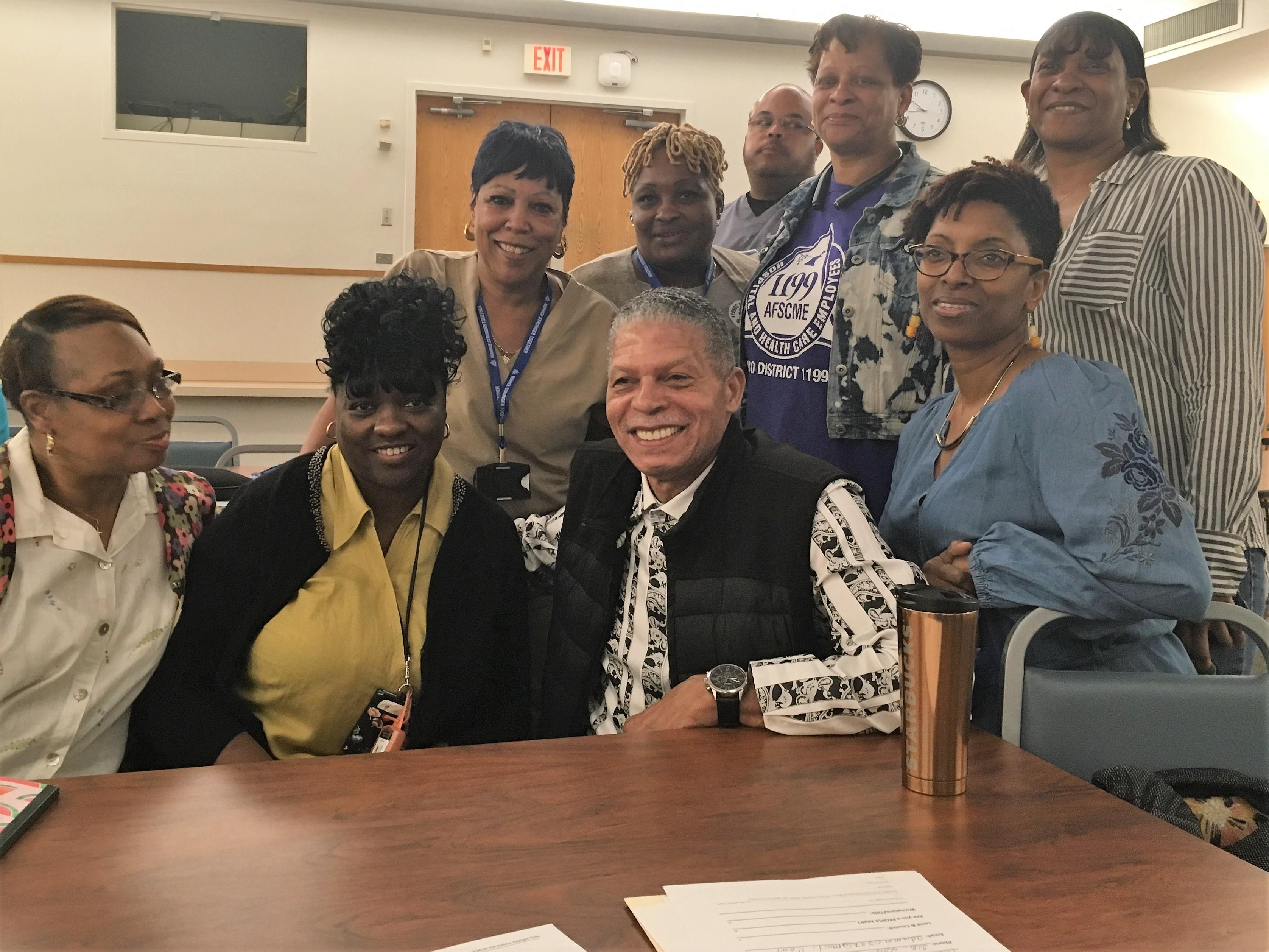 Group photo of Providence Hospital workers after their successful union vote